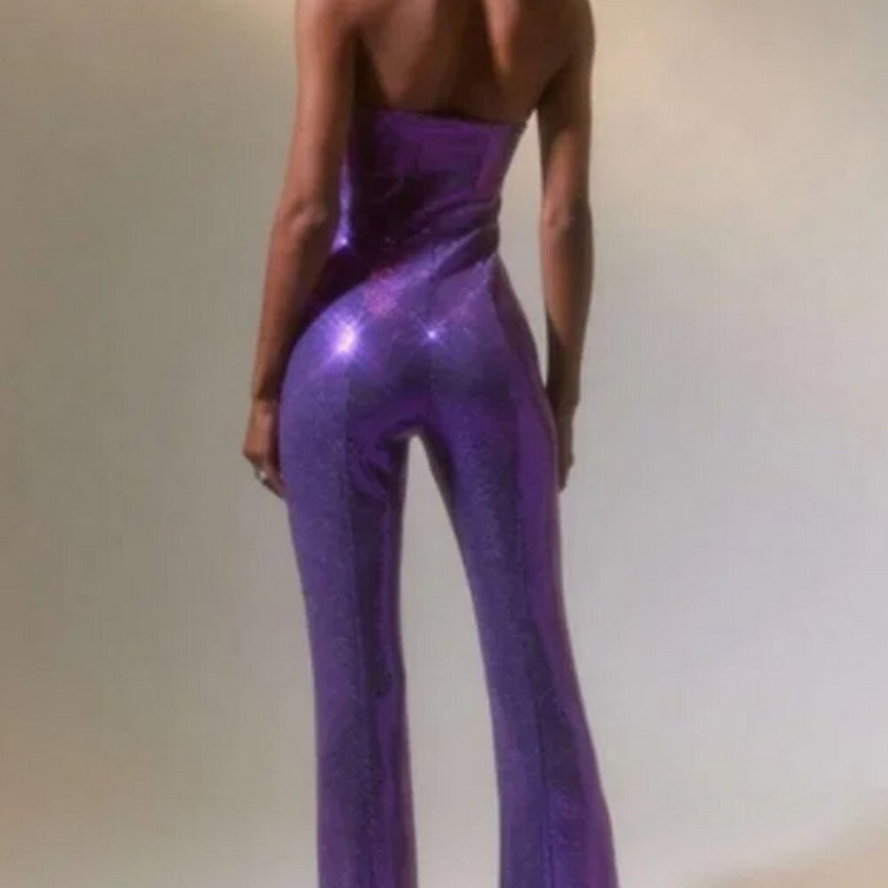 Purple Uo Spotlight Sequin Corset Jumpsuit